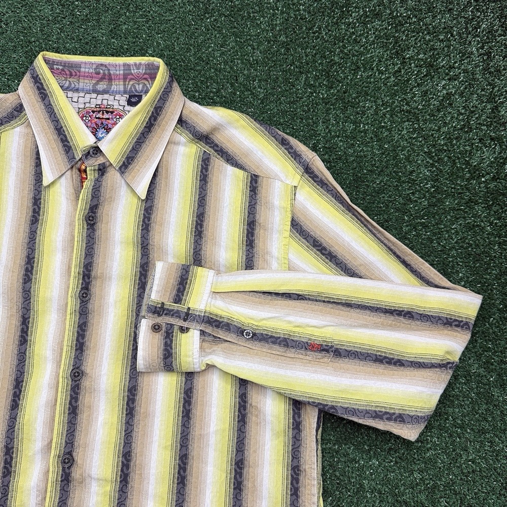 Robert Graham Men's Long Sleeve Button Shirt Size Large Striped Paisley